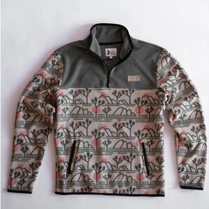 Joshua Tree Quarter-Zip Fleece Pullover - Green & Pink